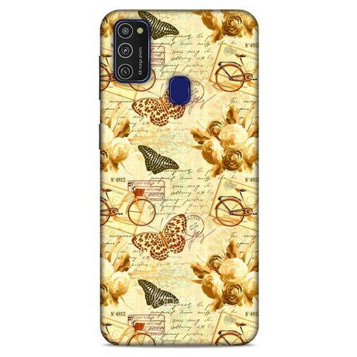 Samsung Galaxy M21 Kılıf Kelebek Etkisi (33) Hybrid Kılıf Kahverengi Turuncu