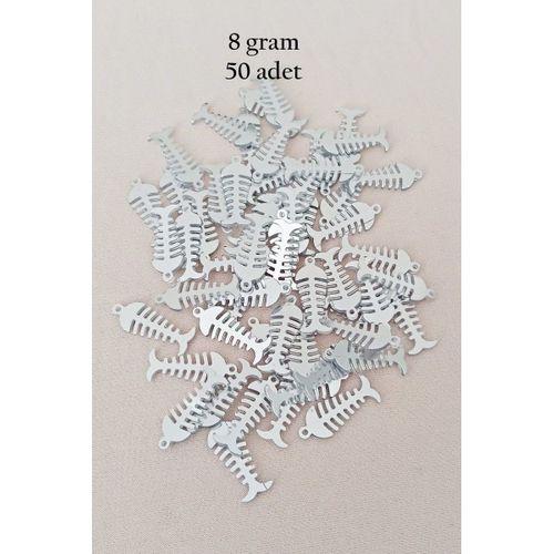 Oya Abiye Bileklik Kolye Pleksi Metalik Plastik Pul Gümüş Renk 8 gram 50 adet - BNC529
