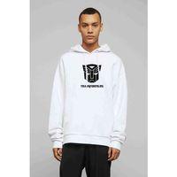 Transformers Baskılı Beyaz Erkek Kapşonlu Sweatshirt