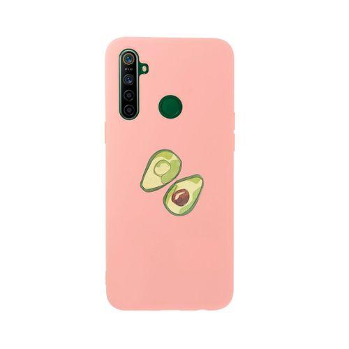 Oppo Realme 5i Avokado  Art Premium Silikonlu Pembe Telefon Kılıfı
