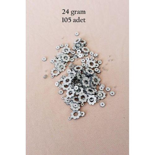 Oya Abiye Bileklik Kolye Pleksi Metalik Plastik Pul Gümüş Renk 24 gram 105 adet - BNC561