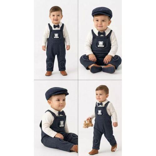 3/18 Ay Kasketli 3 Parça Salopet Bebek Takımı