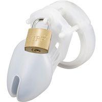 Silikon Beyaz Penis Kilidi Erkek Bekaret Cihazı Chastity Cock Cage Küçük Boy Penis Esaret Kafesi