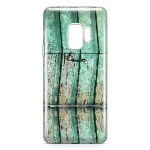 Samsung Galaxy S9 Kılıf Yeşil Tahta Kapı Arka Kapak Koruma Desenli Full Koruyucu