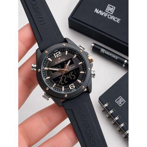 Naviforce Silokon Kordon Dijital & Analoğ Mekanizma Bileklik Hediyeli 3 ATM Erkek Kol Saati NF9264.1