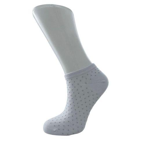 RU-BE Gümüş Simli Puantiyeli Bambu Patik Çorap