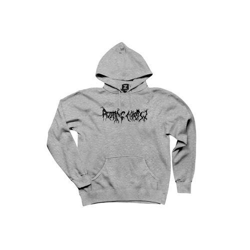 Rotting Christ Yazı Logo Gri Kapşonlu Sweatshirt Hoodie