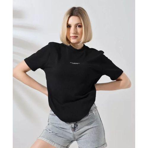 Pilelistore Unisex Bisiklet Yaka Baskılı Slim Fit T-Shirt - Siyah