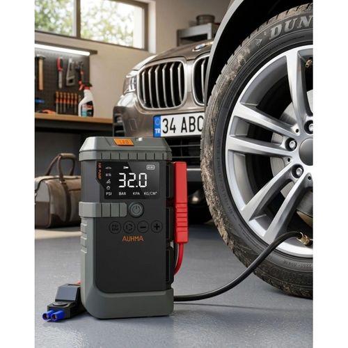 Akıllı Lastik Şişirme Kompresörü Akü Takviye Özellikli Led Fenerli Taşınabilir Güç Ünitesi