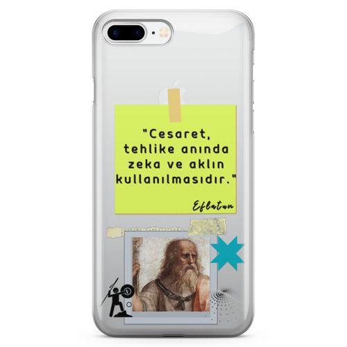 Apple iPhone 8 Plus Kılıf Caps Eflatun Arka Kapak Koruma Desenli Full Koruyucu