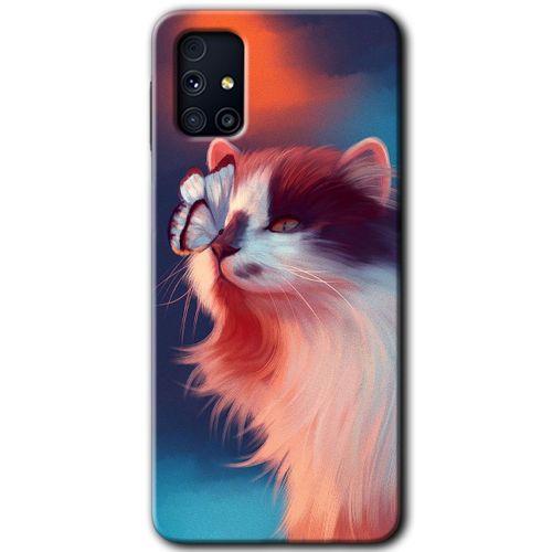 Galaxy M31s Kılıf HD Desen Baskılı Arka Kapak - Cat Butterfly