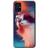 Galaxy M31s Kılıf HD Desen Baskılı Arka Kapak - Cat Butterfly