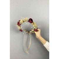 Şakayık Çiçekli Cipsolu İncili Fiyonklu Dış Çekim Gelin Tacı