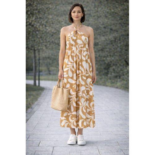 ALEXANDERGARDI Desenli Halter Yaka Maxi Elbise