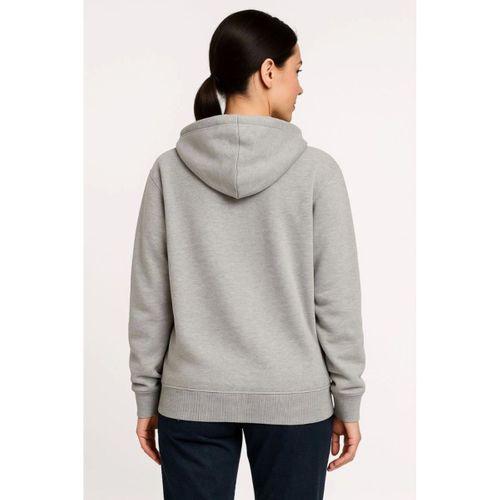 Üç İplik Kapüşonlu Tam Fermuarlı Kanguru Çepli SweatShirt Hoodie - Gri