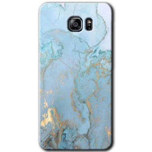 MRCİLETİSİM MRCİLETİSİM Samsung Galaxy Note 5 Kılıf HD Desen Baskılı Arka Kapak + Temperli Cam - Mavi Gold Mermer