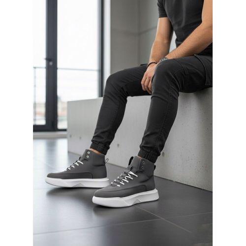 BA0321 Gizli Bağcıklı Erkek Füme Beyaz Taban Spor Bot