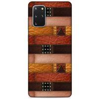 Samsung Galaxy S20 Plus Kılıf Patchwork (33) Hybrid Kılıf Kahve Toz Pembe