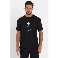 Erkek Nihilist Penguen Temalı Oversize Bisiklet Yaka Tişört - Siyah