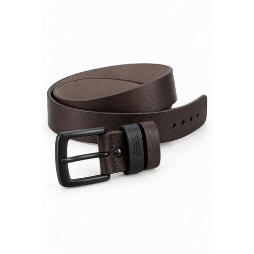Erkek Koyu Kahverengi 4 Cm Çift Biritli Metal Tokalı Kot Ve Kumaş Pantolon Kemeri
