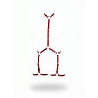 Kırmızı Kadın Body Harness Boyun Ve Bacak Detaylı Metal Halkalı - Brf234
