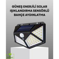 100 Led Solar Lamba Hareket Algılamalı Bahçe Duvar Dış Mekan Aydınlatma
