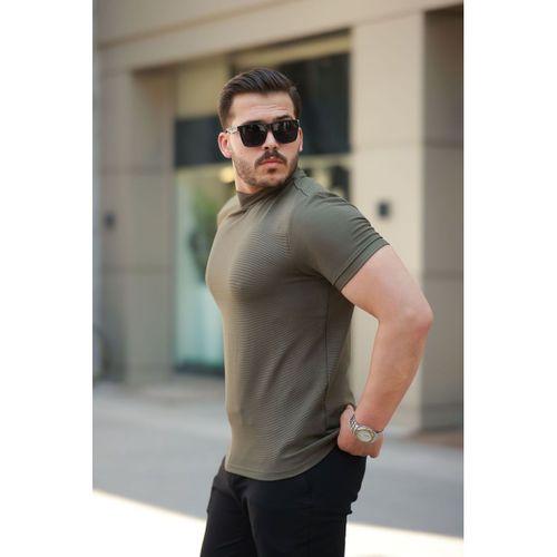 Erkek Ince çizgi Dokulu Kısa Kollu Tişört
