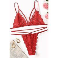 Kadın Kırmızı Dantel Sütyen Külot Takımı