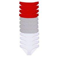 12 Adet Süper Eko Set Likralı Kadın Slip Külot Kırmızı Gri Beyaz