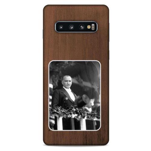 Samsung Galaxy S10 Kılıf Atatürk (35) Fit Design Kılıf Kahverengi Duvar