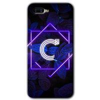 OPPO Oppo Rx 17 Neo Kılıf HD Desen Baskılı Arka Kapak - Dark Neon Yaprak C Harfi