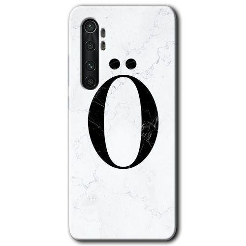 Potkal Hediye Fabrikası Xiaomi Mi Note 10 Lite Kılıf HD Desen Baskılı Arka Kapak - Beyaz Mermer Desenli Ö Harfi