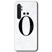 Potkal Hediye Fabrikası Xiaomi Mi Note 10 Lite Kılıf HD Desen Baskılı Arka Kapak - Beyaz Mermer Desenli Ö Harfi