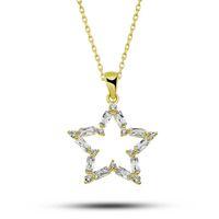 ​Lucky Life 925 Ayar Gumuss Gold Baget Taşlı Yıldız Lucky Life Lucky Life Lucky Life Kadın Kolye