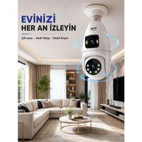 Çift Lens Wi-fi Ampul Kamera Ve Mobil Kontrol Yüksek Çözünürlüklü