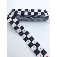 FdayAksesuar Saç Tokası Kareli Küçük Kalp Desenli Grogren Kurdele 1 Metre En 2,5 Cm