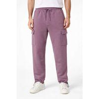 Erkek Baggy Üç İplik Kargo Cepli Eşofman Ayarlanabilir Paça Beli İpli Pantolon - Gül Kurusu