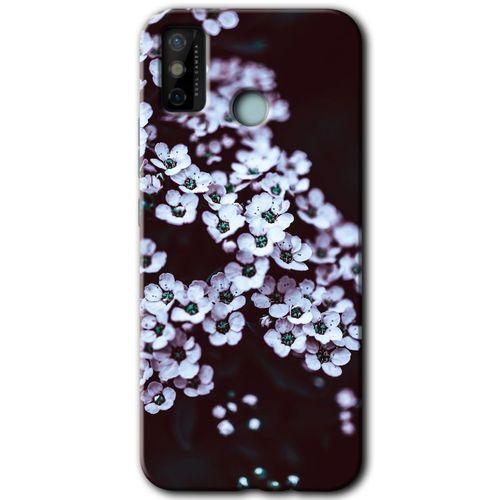Tecno Spark 6 Go Kılıf HD Desen Baskılı Arka Kapak+Temperli Cam - Beyaz Çiçek