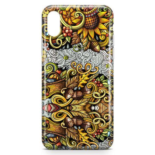 Apple iPhone X Kılıf Palamut Doodle Arka Kapak Koruma Desenli Full Koruyucu