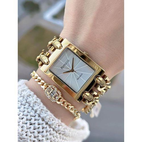 Ferrucci Zincir Tasarım 2 Yıl Garantili 3 Atm Suya Dayanıklı Kadın Kol Saati+Bileklik Z.03649.5