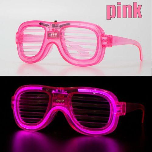 Pembe Led Işıklı Parti Gözlüğü - Neon Glow Şerit Gözlük 3 Modlu (3748)