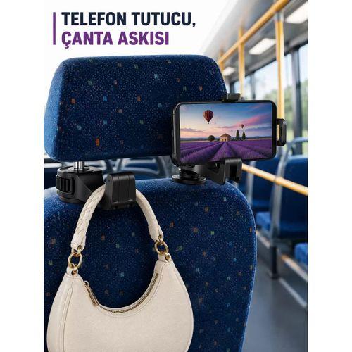 Araç İçi Telefon Sabitleyici Ve Koltuk Arkası Çanta Askılığı