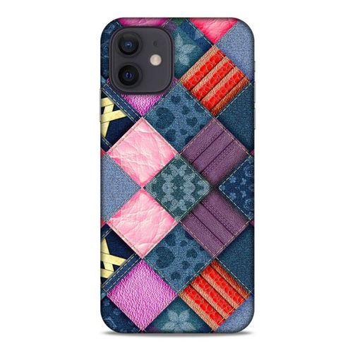 Apple iPhone 12 Kılıf Patchwork (39) Liquid Crystal Kılıf Şeker Pembe Bordo
