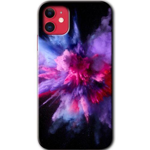 iPhone 11 Kılıf HD Desen Baskılı Arka Kapak - Color Splash Purple + Kırılmaz Cam