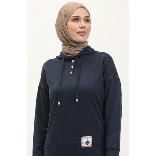 Kapşonlu Çıtçıtlı Sade Basic İkili Eşofman Spor Takımı - 03036.015 - Lacivert