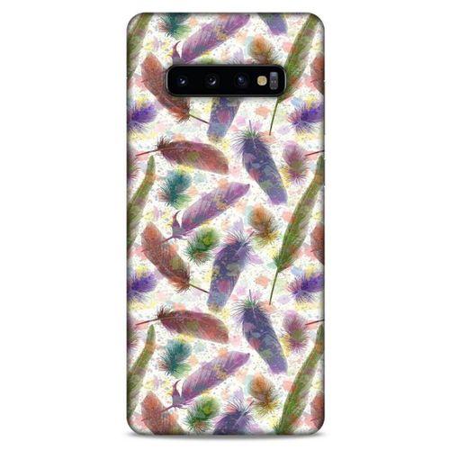 Samsung Galaxy S10 Plus Kılıf Desenli Özel Seri Tüyler (33) Hybrid Kılıf