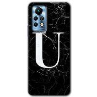 İnfinix Note 11 Pro Kılıf HD Desen Baskılı Arka Kapak - Siyah Mermer Desenli U Harfi