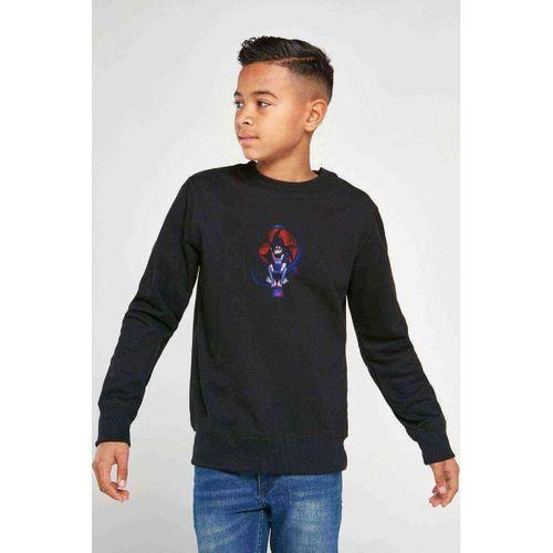 Anime Naruto Kakashi Baskılı Unisex Çocuk Siyah Sweatshirt