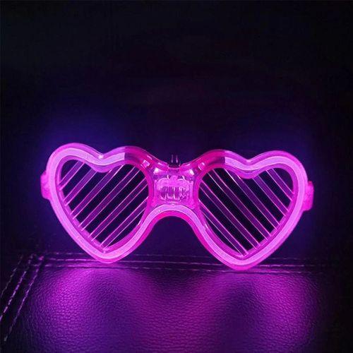 Pembe LED Işıklı Kalp Gözlük – 3 Modlu Parti &amp;