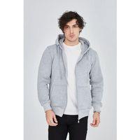 Erkek Kapüşonlu Düz Fermuarlı Hırka - Gri